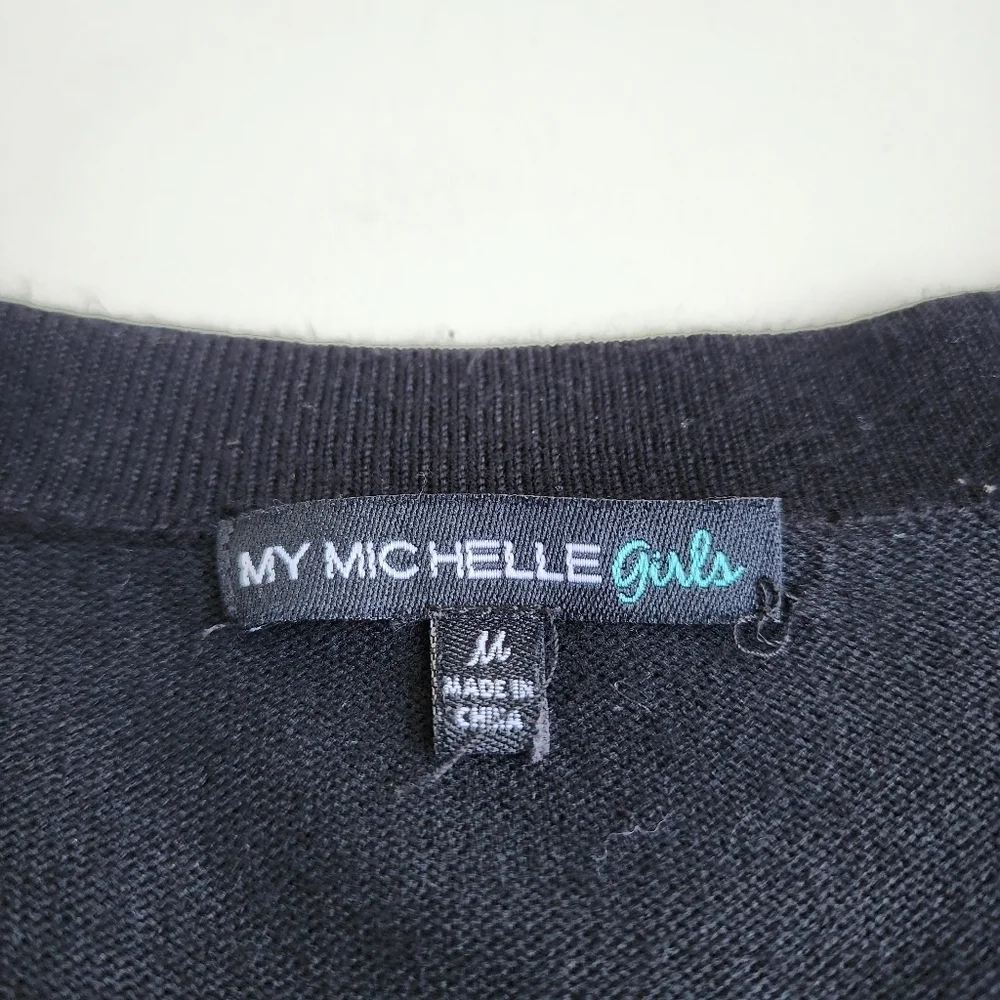 My Michelle Girls Bolero Jacket Black Knit Open Front Rayon Size M